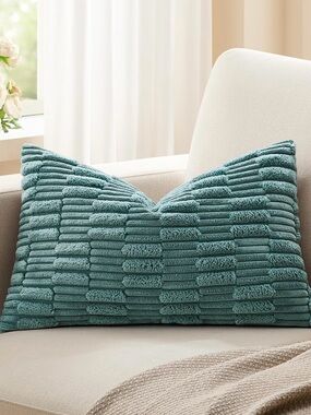 Plush Textured Throw Pillow - Blue Grey
